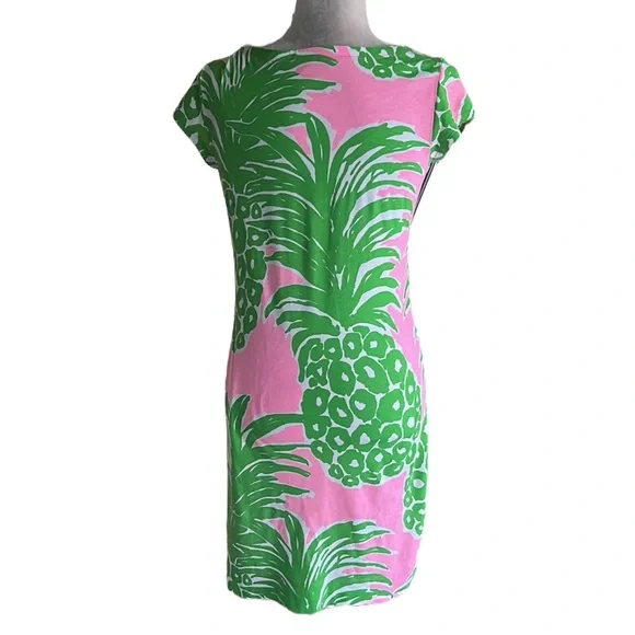 Lilly Pulitzer Loren Pink Green Pink Pout Flamenco Pineapple Knit Mini Dress - S - Picture 8 of 16